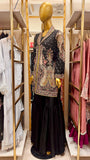 Black Embroided Viscose Shirt with Gharara 2 Pc