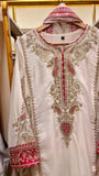 Ivory & Fuchsia Embroidered 3 Piece Suit for Nikkah & Walima