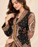 Black Embroided Viscose Shirt with Gharara 2 Pc