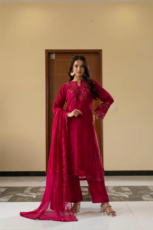 Mehrunisa Bloom – Embroidered Chiffon Eid Pret 3PC