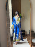 Chaman royal blue kaftan styled full length view