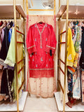 Rouge Élitaire – Embroidered Cotton 3 Piece Suit with Chiffon Dupatta