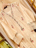 Nooré Écru – Embroidered Cotton 3 Piece Suit with Chiffon Dupatta