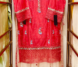 Rouge Élitaire – Embroidered Cotton 3 Piece Suit with Chiffon Dupatta