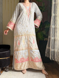 Silver Majesty – Grey Embroidered Kaftan Dress | Fabric Emporium