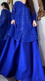 Noir Luxe – Royal Blue Heavy Embroidered Chiffon 3 Piece Suit