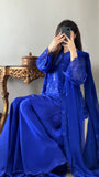 Noir Luxe – Royal Blue Heavy Embroidered Chiffon 3 Piece Suit
