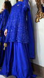 Noir Luxe – Royal Blue Heavy Embroidered Chiffon 3 Piece Suit