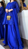 Noir Luxe – Royal Blue Heavy Embroidered Chiffon 3 Piece Suit