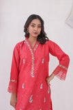 FECTN 114 2Pcs Embroidered Cotton suit shirt and trousers