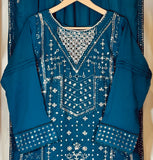 Celestial Pearl Chiffon – Teal Blue