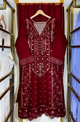 Celestial Pearl Chiffon – Mehroon