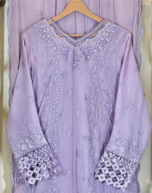 Lilac Whisper – Lilac Luxury Embroidered Chiffon Suit