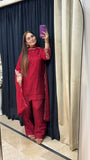 Royal Crimson – Embroidered Red Farshi Shalwar Suit (3-Piece)