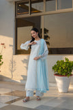 Noor-e-Zard Sky Blue Embroidered Cotton 3-Piece Suit – Elegant Eid Festive Wear by Fabric Emporium
