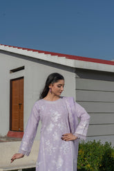 Zarif Embroidered Lilac Cotton Ensemble 3 PCS
