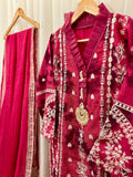 2Pcs Pure Embroidered Cotton Net Suit FE145112