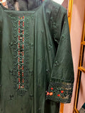 Elaya Green– Embroidered Cotton 3-Piece Suit with Chiffon Dupatta