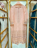 Elaya Peach– Embroidered Cotton 3-Piece Suit with Chiffon Dupatta