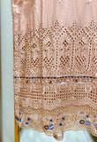 Elaya Peach– Embroidered Cotton 3-Piece Suit with Chiffon Dupatta