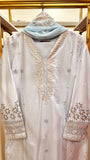 Zaria Mist Sky – Embroidered Cotton 3-Piece Suit with Chiffon Dupatta