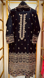 Elaya Black– Embroidered Cotton 3-Piece Suit with Chiffon Dupatta