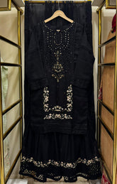 3-Piece Embroidered Gharara | Timeless Luxury