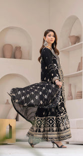 Midnight Noir Zarri & Sequin Embroidered Black Gown – Luxury Formal Wear