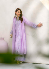 Lavender Luxe Embroidered Chiffon 3-Piece Stitched Suit – Formal Eid & Festive Wear