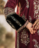 Maroon Embroidered Viscose Kaftan 2 Pcs
