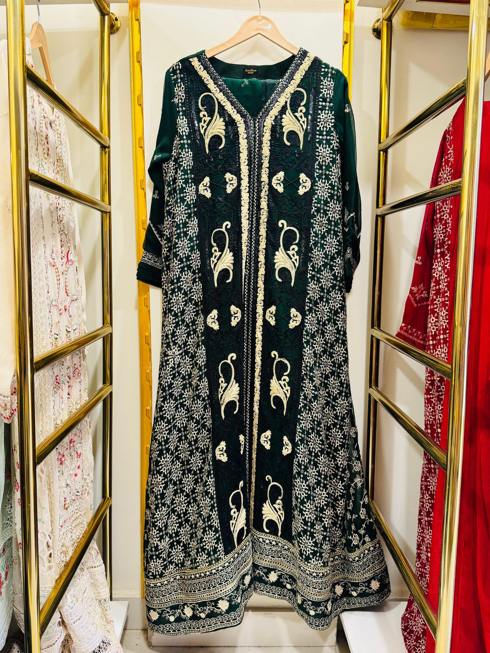3Pcs Embroidered Chiffon Gown - Fabric Emporium Official