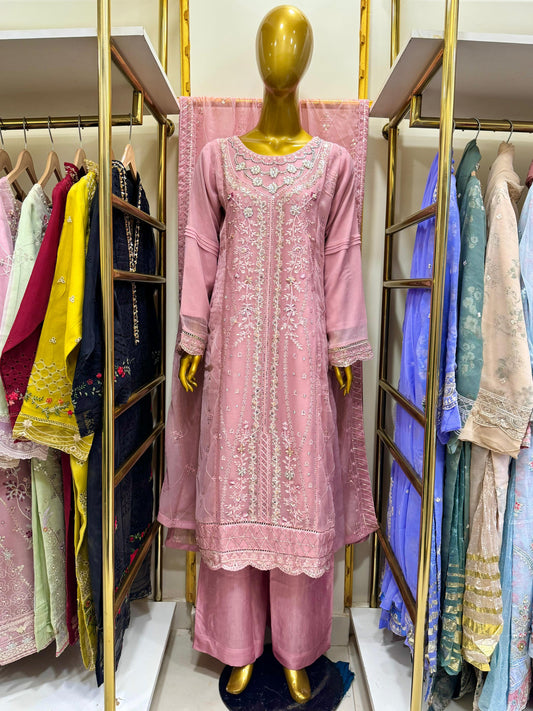 3pcs Embroidered Chiffon Suit - Fabric Emporium Official