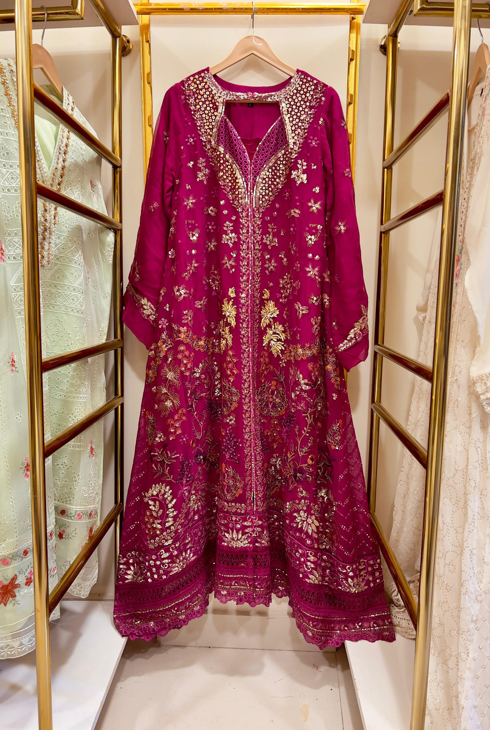 3Pcs Embroidered Chiffon Gown - Fabric Emporium Official
