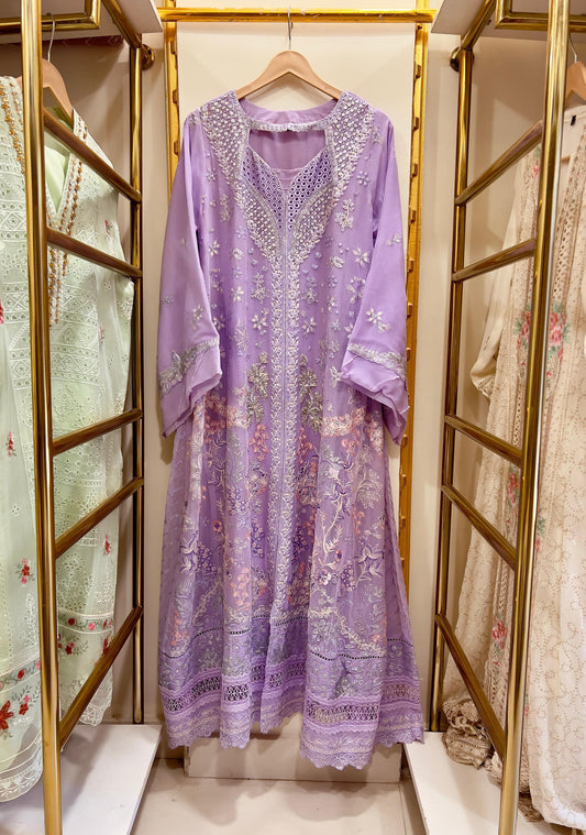 3Pcs Embroidered Chiffon Gown - Fabric Emporium Official