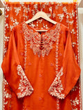 3PCS Embroidered Chiffon Suit