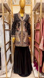 Black Embroided Viscose Shirt with Gharara 2 Pc
