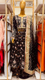 Black Floral Embroidered 3 Piece Suit with Net Dupatta