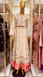 Ivory Embroidered 2 Piece Pishwas with Pink Satin Frill