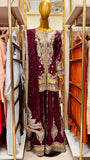 Mulberry & Mustard Embroidered 3 Piece Suit for Walima & Mehndi