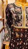 Black Floral Embroidered 3 Piece Suit with Net Dupatta