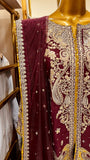 Mulberry & Mustard Embroidered 3 Piece Suit for Walima & Mehndi