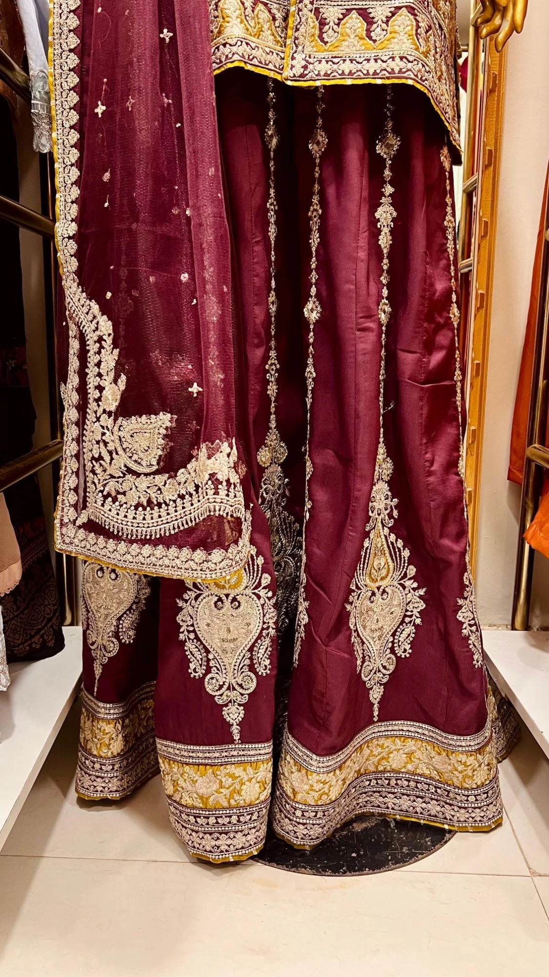 Mulberry & Mustard Embroidered 3 Piece Suit for Walima & Mehndi