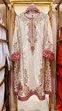 Ivory & Fuchsia Embroidered 3 Piece Suit for Nikkah & Walima