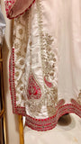 Ivory & Fuchsia Embroidered 3 Piece Suit for Nikkah & Walima