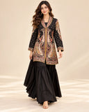 Black Embroided Viscose Shirt with Gharara 2 Pc