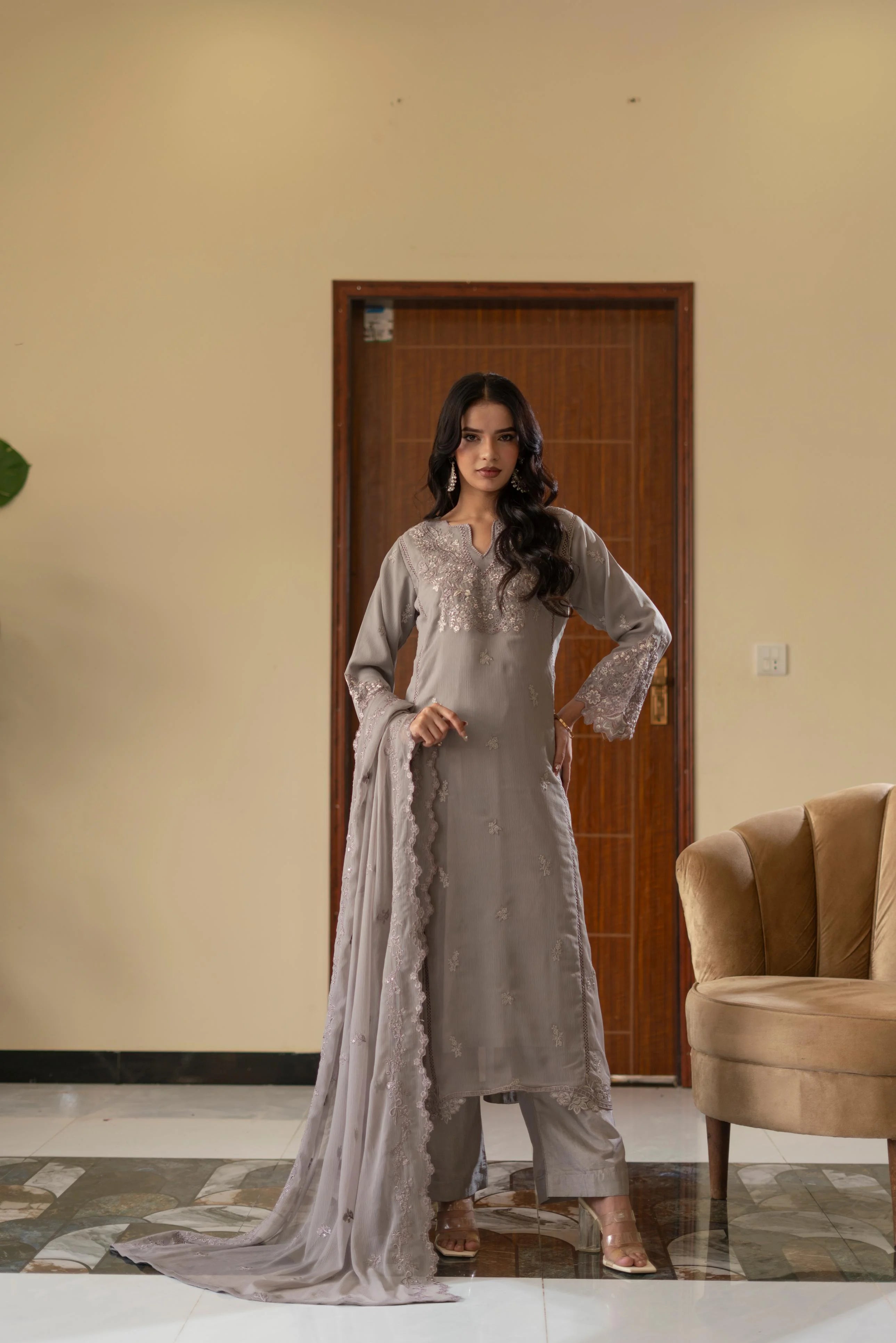 Afsana Grace – Embroidered Chiffon Eid Pret 3PC