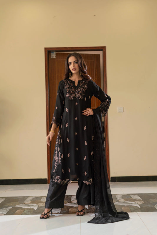 Meher Elegance – Embroidered Chiffon Eid Pret 3PC