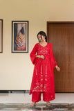 Pastel Riwaayat – Crimson Red | 3 Piece Stitched Chiffon Suit