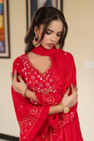 Pastel Riwaayat – Crimson Red | 3 Piece Stitched Chiffon Suit
