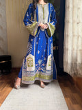 Chaman royal blue kaftan full front view with bell sleeves